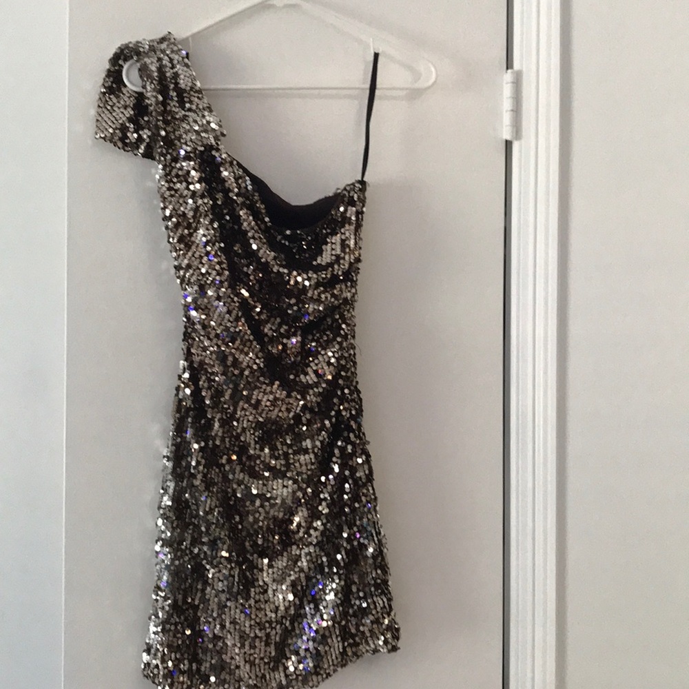 Worn on one shoulder dress